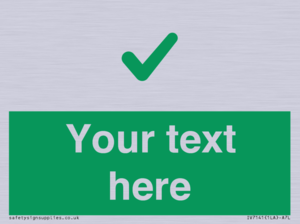 Custom green background, green tick sign